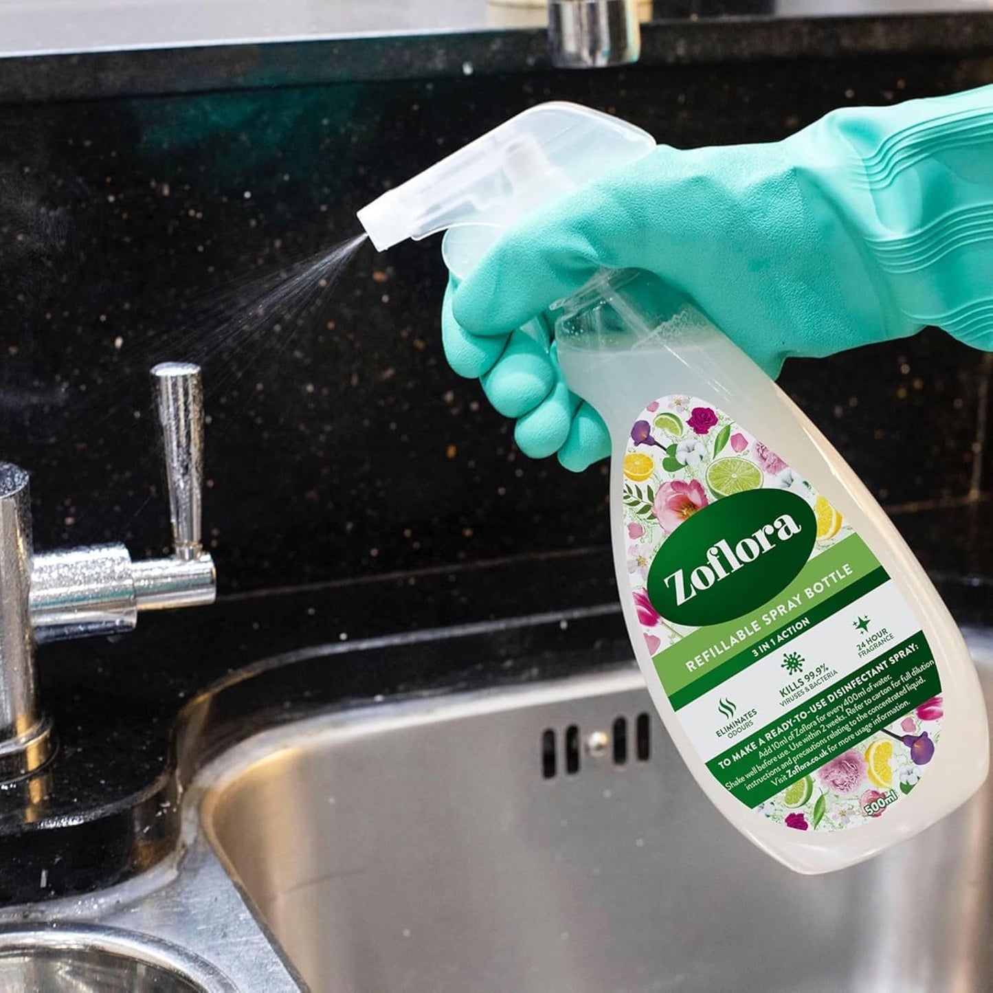 Zoflora Concentrated Linen Fresh Disinfectant Liquid, 1 Litre, Powerful Antibacterial & Multi-Surface Cleaner, Kills 99.9% of Bacteria & Viruses (6 Units)