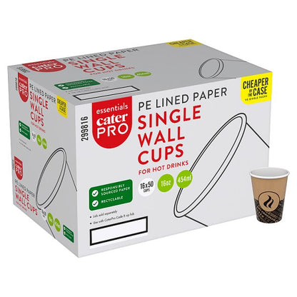 CaterPro Essentials 50 PE Lined Paper Single Wall Cups 454ml