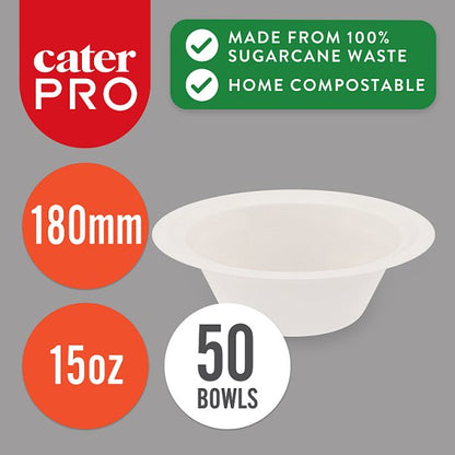 CaterPro 50 Bagasse Bowls 180mm