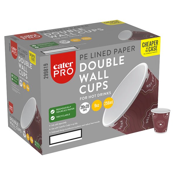 CaterPro 35 PE Lined Paper Double Wall Cups 256ml