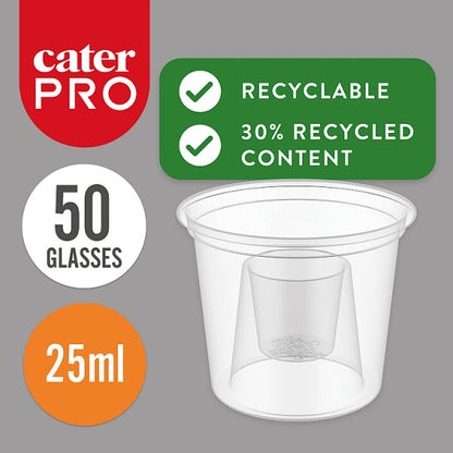 CaterPro 50 Plastic RPET Bomb Shot Glasses 25ml