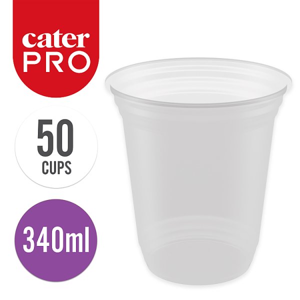CaterPro 50 Plastic RPET Clear Cups 340ml