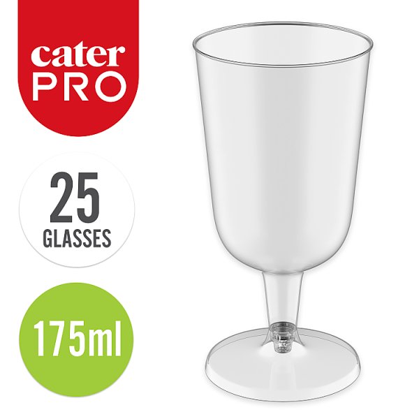 CaterPro 25 Plastic PP Wine Glasses 175ml