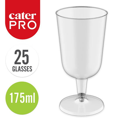 CaterPro 25 Plastic PP Wine Glasses 175ml