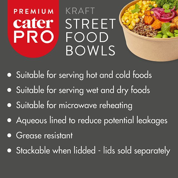 CaterPro Premium 50 Kraft Street Food Bowls 1300ml