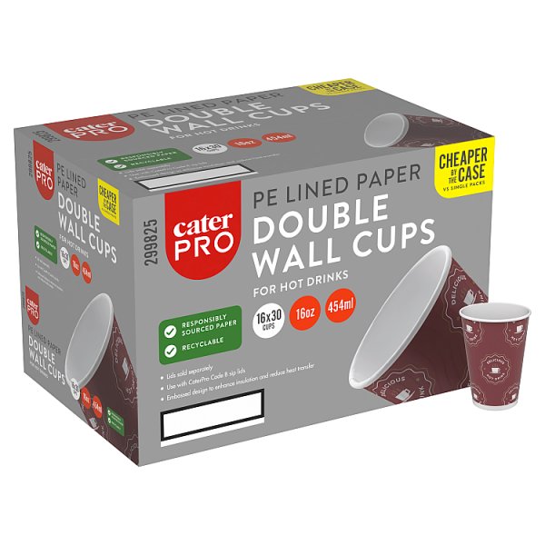 CaterPro 30 PE Lined Paper Double Wall Cups 454ml