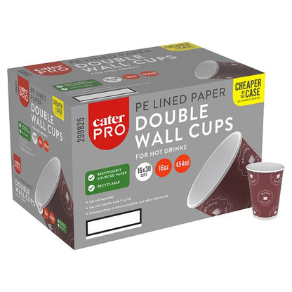 CaterPro 30 PE Lined Paper Double Wall Cups 454ml