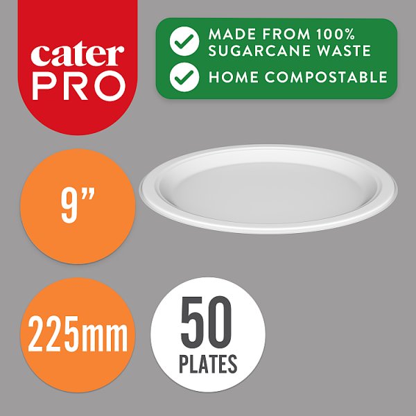 CaterPro 50 Bagasse Plates 225mm