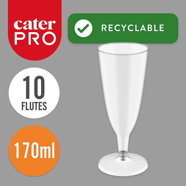 CaterPro 10 Plastic PP Champagne Flutes 170ml