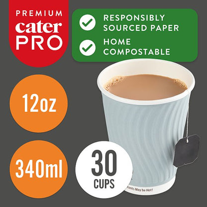 CaterPro Premium 30 Aqueous Lined Paper Double Wall Cups 340ml