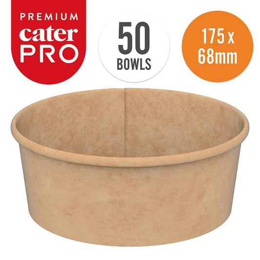 CaterPro Premium 50 Kraft Street Food Bowls 1300ml
